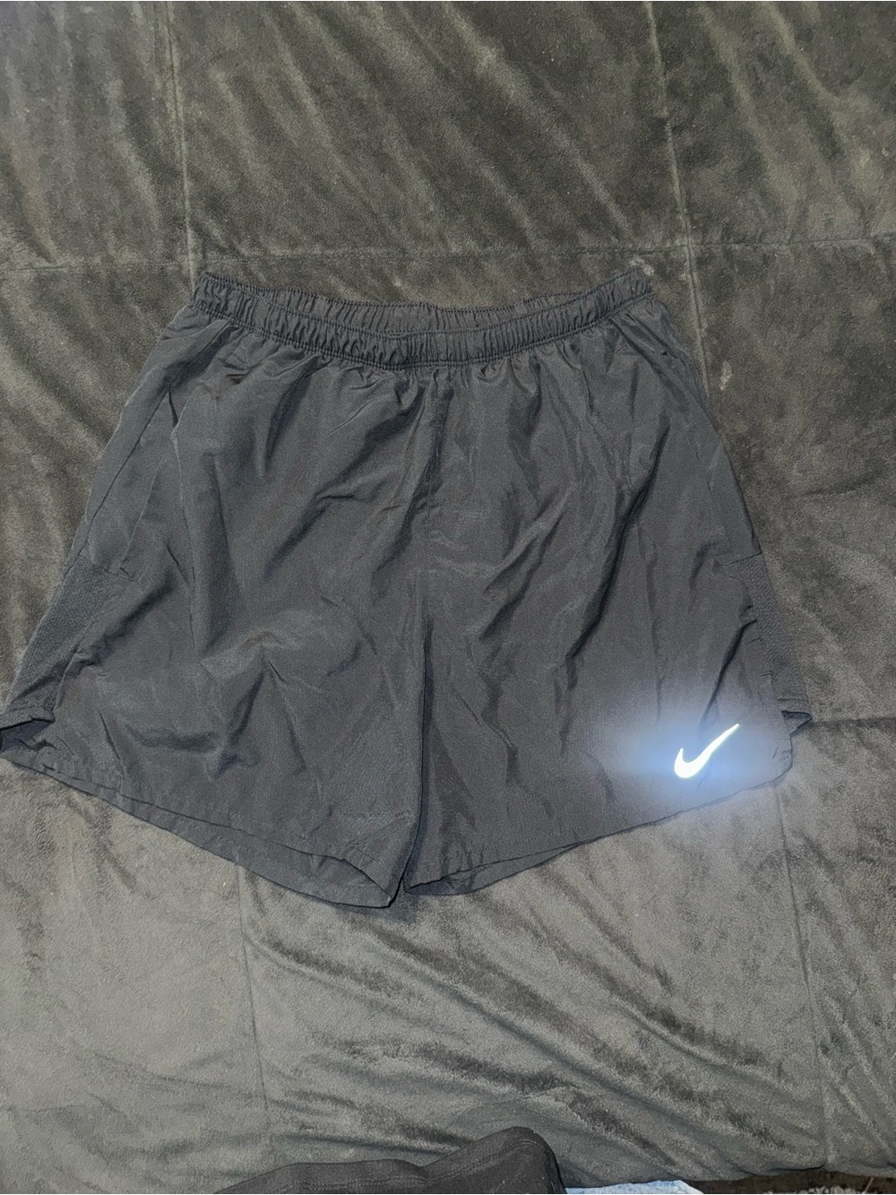 Nike Dri-FIT Women’s Running Shorts Size Large Black Reflective Swoosh Athletic